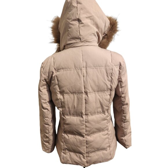 Beautiful Light Pink Multi Mix Quilted Coat With Fur Trim Hood - Picture 7 of 7
